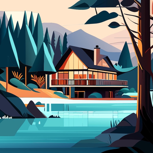 Impressionnante Maison Sur Le Lac Belle Villa Dans Le Lac La Maison Sur Le Lac Avec Arbre élégant Nouveau Chalet