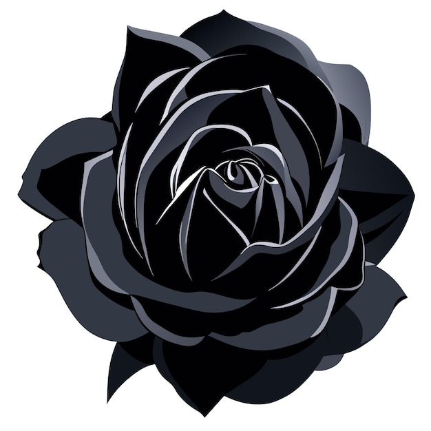 Vecteur imprimé d'autocollant de fleur de rose noire ou rose artistique noire