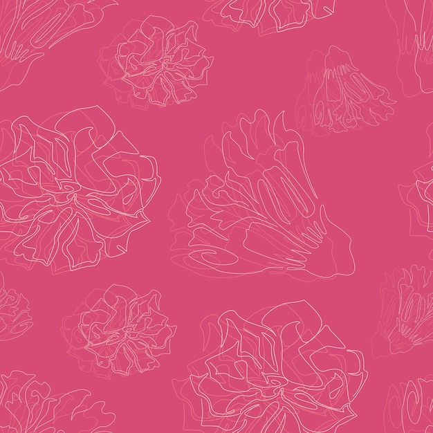 Imprimé estival rose vif à fleurs. Motif floral tropical sans couture avec orchidée dessinée à la main, lis