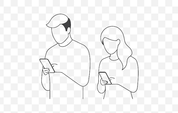 Imprimer une collection complète d'illustrations vectorielles d'art de ligne d'utilisation d'un smartphone pour diverses applications
