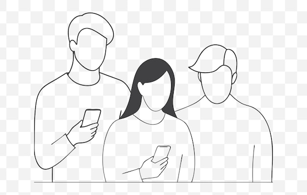 Imprimer une collection complète d'illustrations vectorielles d'art de ligne d'utilisation d'un smartphone pour diverses applications