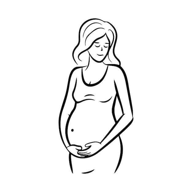 Vecteur imprimerlogo femme enceinte contour noir icône logo maternité vectorielle