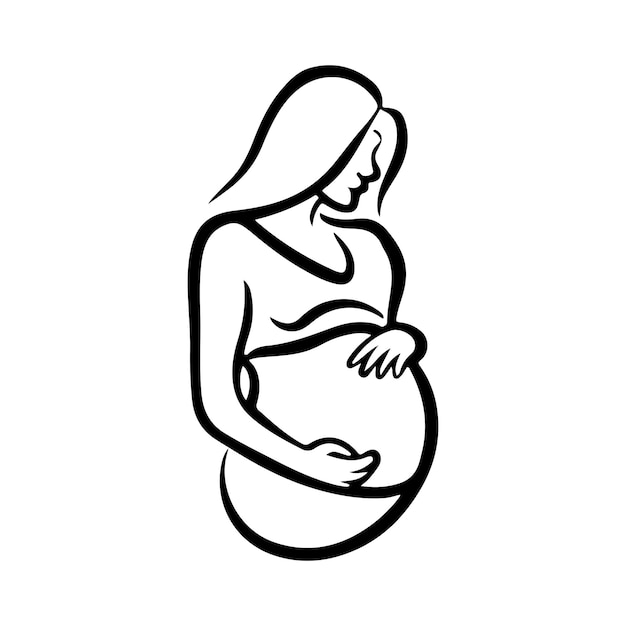 ImprimerLogo Femme Enceinte Contour Noir Icône Logo Maternité Vectorielle