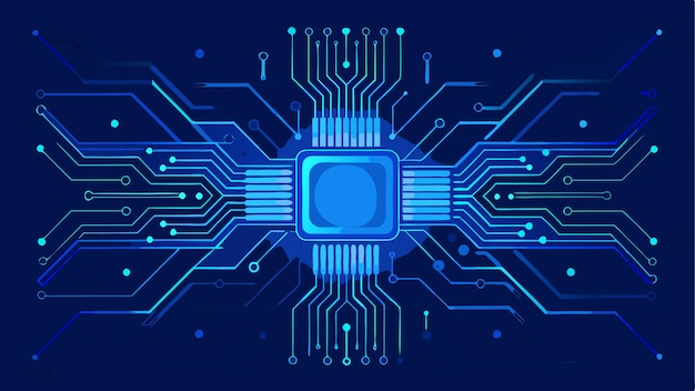 Imprimez des lignes de trace de circuit mince en bleu sur une illustration vectorielle de fond de technologie sombre avec Modern