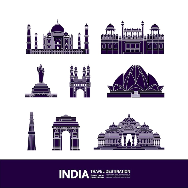 Vecteur inde voyage destination grand