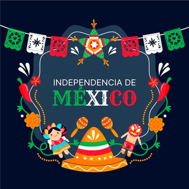 Independencia De México Avec Chapeau Et Guirlande