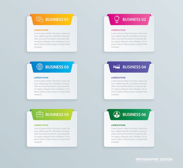 Index de papier à onglet Infographie avec 6 modèles de données