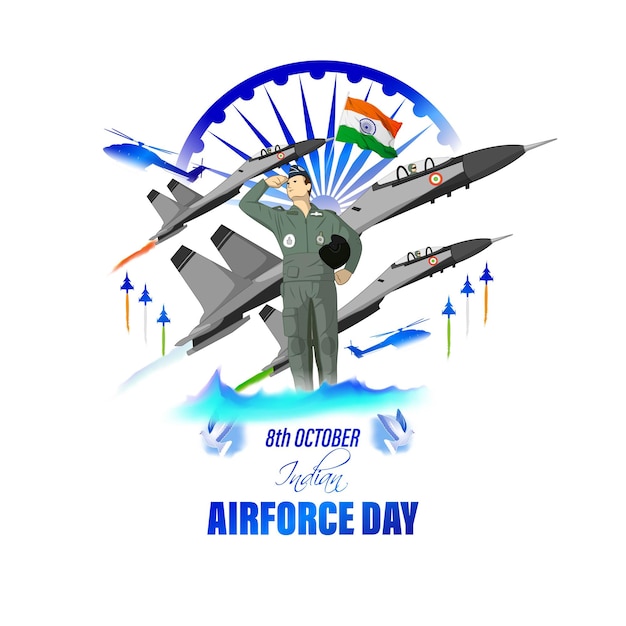 Vecteur indian air force day-vector illustration de indian jet air spectacles sur fond abstrait