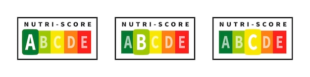 Vecteur indicateur de nutrition dans les soins de santé icones nutriscore autocollants vector illustration