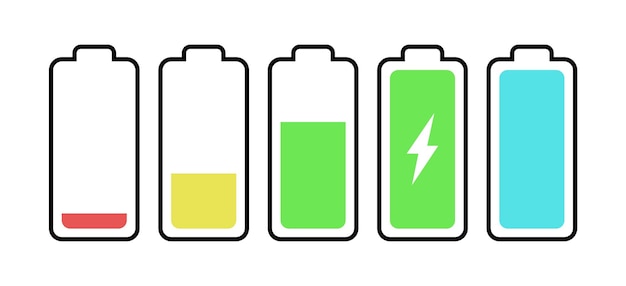 Vecteur indicateurs de niveau de batterie niveau de charge indicateur de charge des batteries