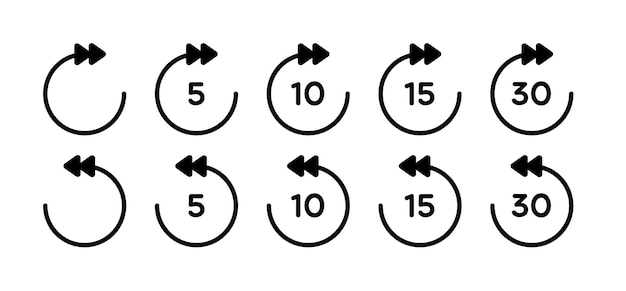 Indicateurs De Rembobinage Vectoriel Et D'avance Rapide.