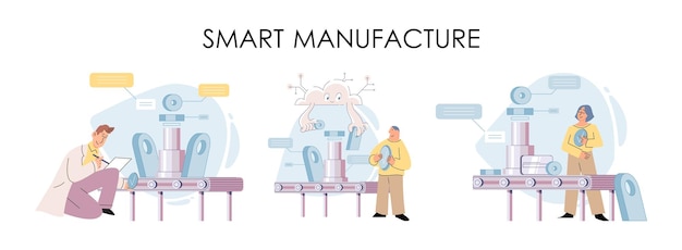 L'industrie manufacturière des procédés Les robots scientifiques assemblent des produits La métaphore du développement de l'automatisation de la fabrication intelligente La conception de produits de l'industrie intelligente Les robots et les machines de production automatisés 40