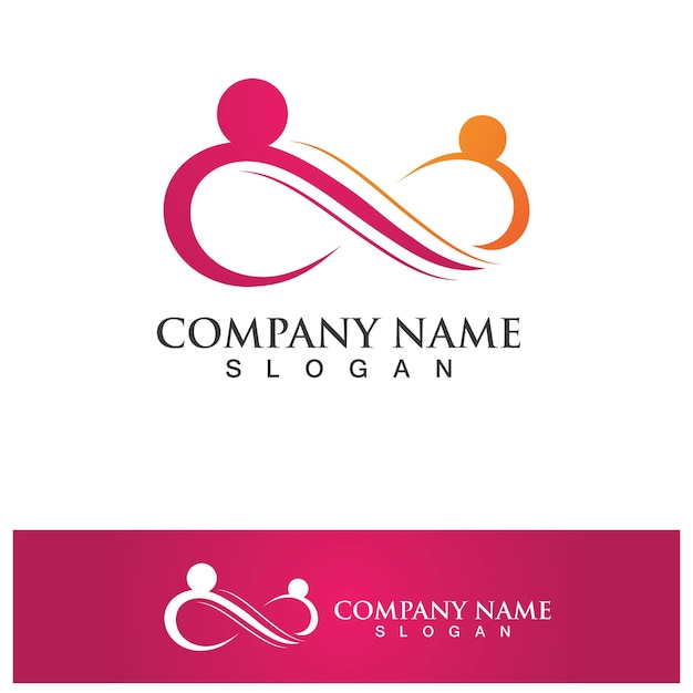 Infinity people family care logo Design Vector