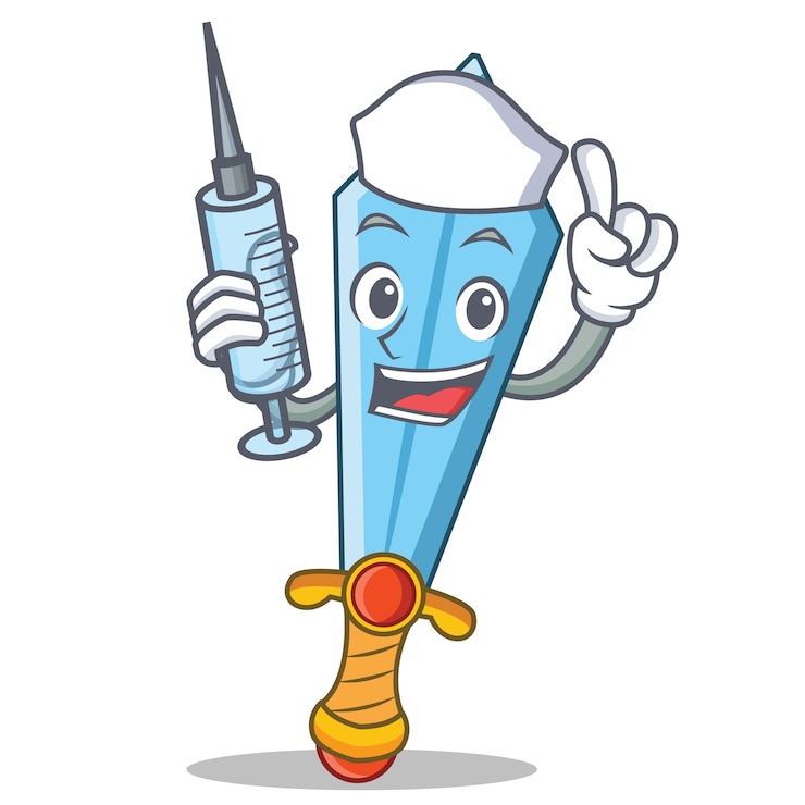 Vecteur infirmière épée personnage de dessin animé