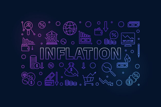 Inflation Ligne Mince Horizontale Bannière Colorée Concept De Crise Financière Illustration Vectorielle