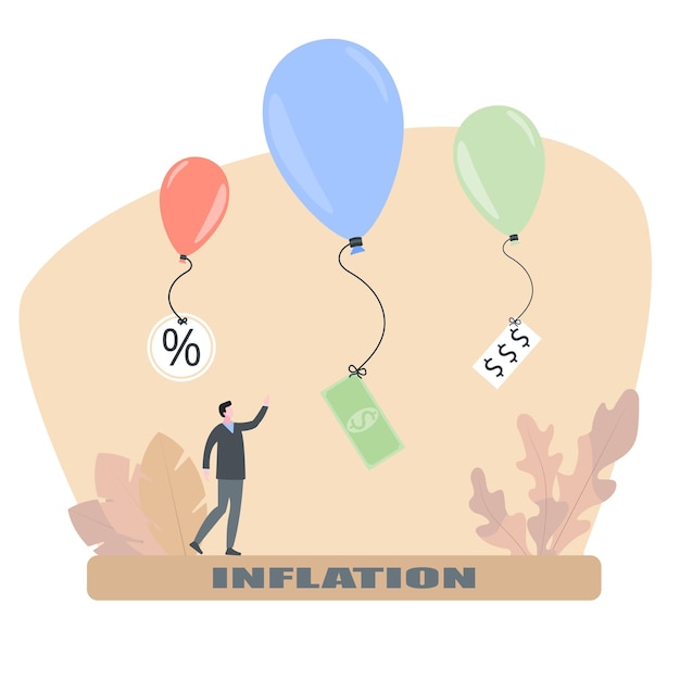 Inflation Provoquant Une Hausse Des Prix, Des Actions Ou Des Fonds Surévalués, Une Réduction Du Pouvoir D'achat Des Consommateurs