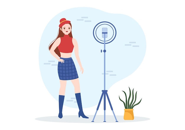 Influenceur de célébrités avec publication sur Internet pour le marketing publicitaire ou approbation en illustration plate