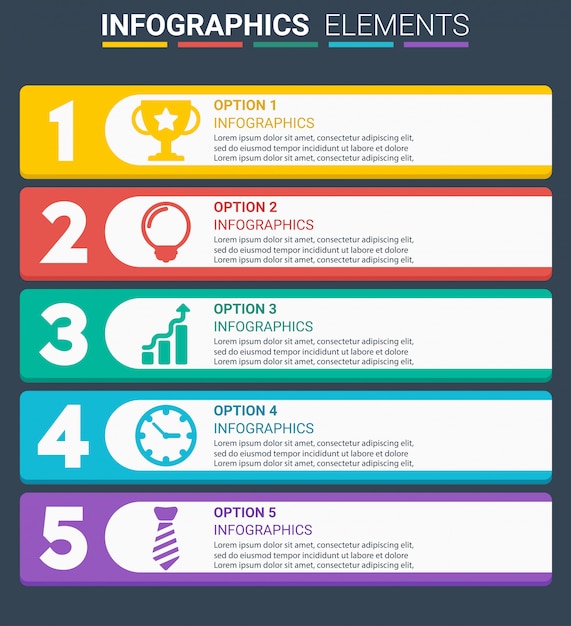 Vecteur infographics element design the number top cinq