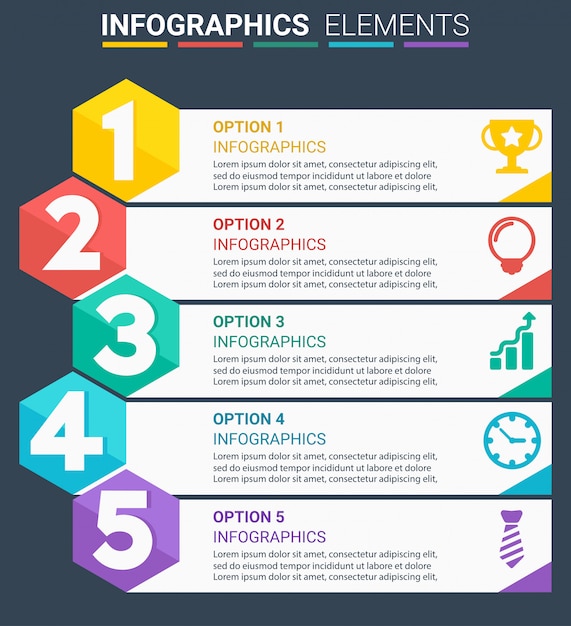 Vecteur infographics element design the number top cinq