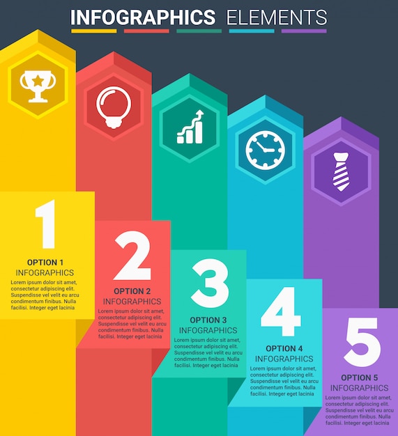 Vecteur infographics element design the number top cinq