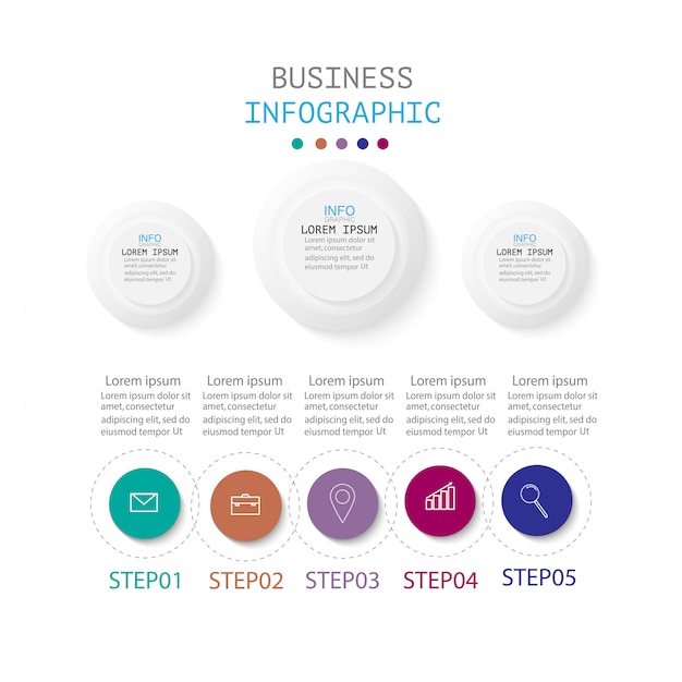 Infographie Avec 5 étapes Ou Options, Flux De Travail, Diagramme De Processus