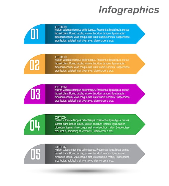 Infographie Avec Bannière D'étapes Et D'options Pour La Conception D'entreprise Et Le Modèle De Site Web