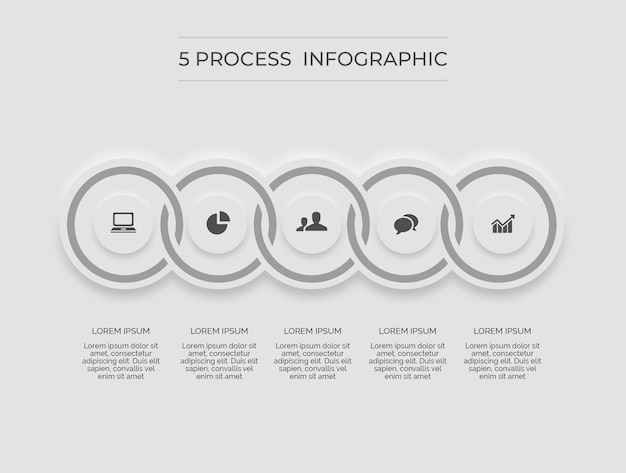 Infographie Blanche Minimal Propre 5 Processus Cercle De Liaison Vecteur Premium