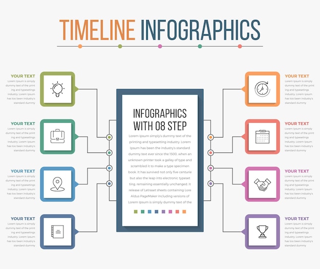 Infographie Carrée Arrondie Avec 08 étapes