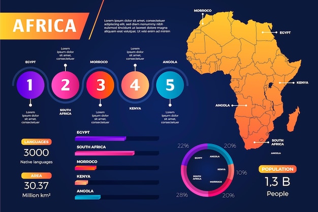 Vecteur infographie de carte de dégradé afrique