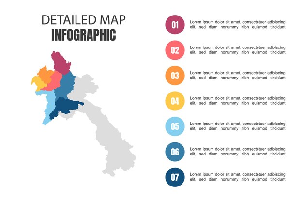 Infographie De Carte Détaillée Moderne Du Laos