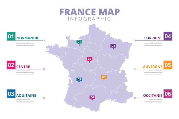 Infographie de carte de france dessinée à la main