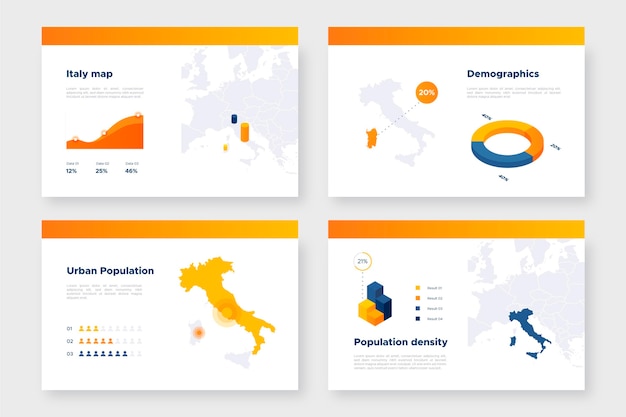 Vecteur infographie de la carte isométrique de l'italie