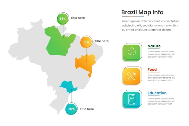 Vecteur infographie de la carte linéaire du brésil