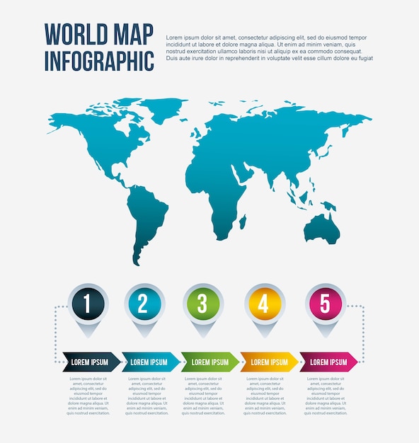 Infographie De Carte Monde étapes Info Flèche Concept