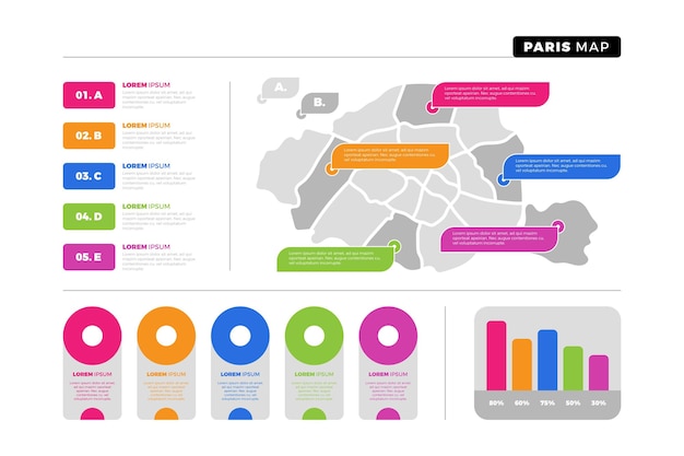 Vecteur infographie de la carte de paris
