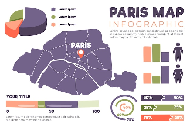 Vecteur infographie de la carte de paris