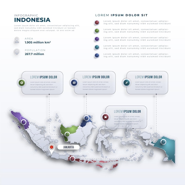 Infographie De Carte De Style Dégradé Indonésie