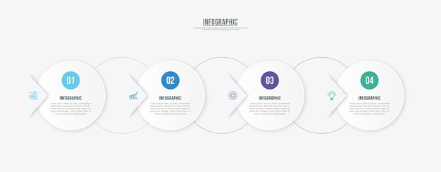 Vecteur infographie de cercle de ligne de temps avec 4 options étapes infographie et conception de modèle d'infographie de données