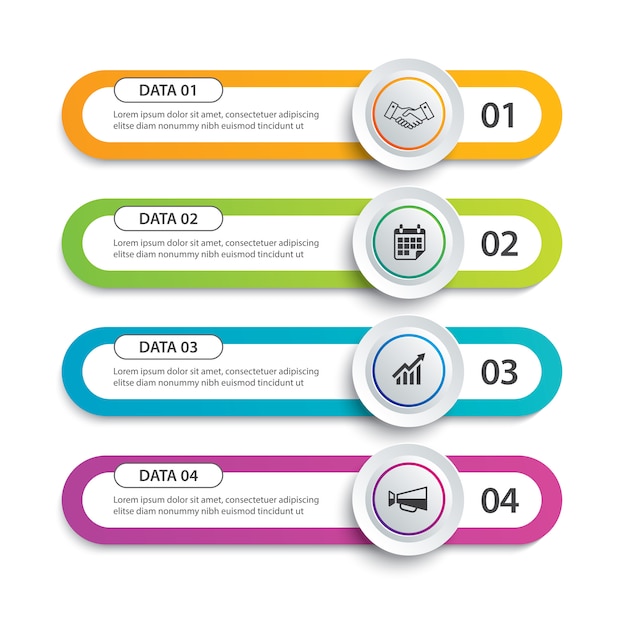 Infographie Cercle Et Onglet Papier Avec 4 Modèle De Données