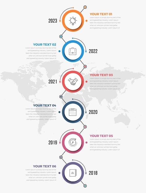 Vecteur infographie de la chronologie alignée verticalement