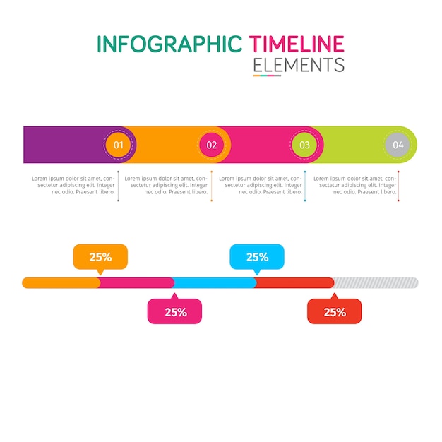 Vecteur infographie de chronologie horizontale colorée