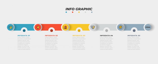 Infographie De La Chronologie Avec Icône Et étape Marketing, Option, Processus.