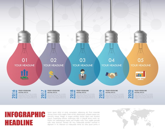 Infographie de la chronologie avec icônes définies illustration vectorielle