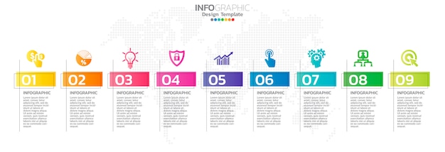 Infographie De La Chronologie Avec Des Icônes D'étape Et De Marketing