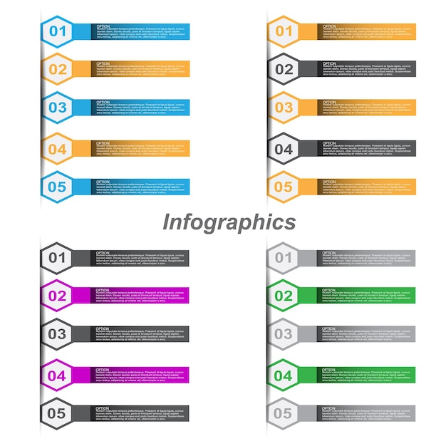 Vecteur infographie de collection avec bannière d'étapes et d'options pour la conception d'entreprise et le modèle de site web