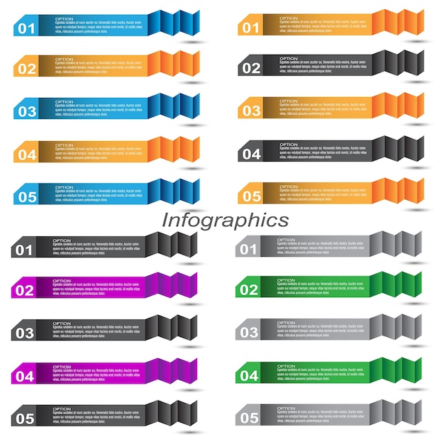 Vecteur infographie de collection avec étapes et options