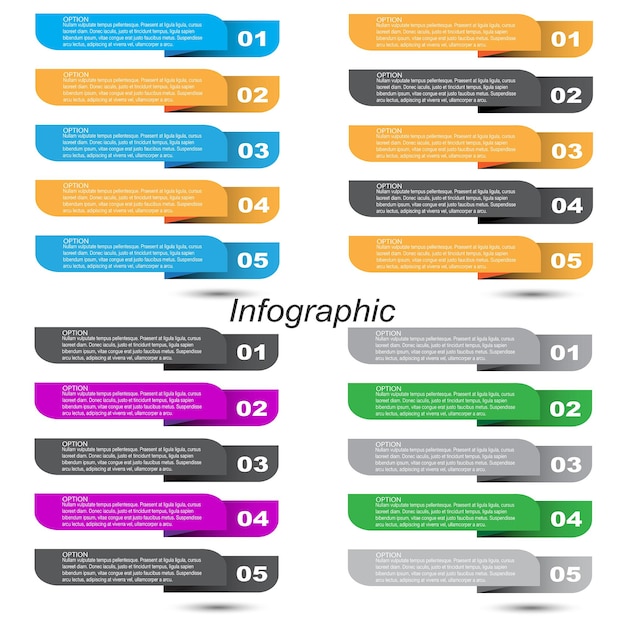 Infographie de collection avec étapes et options