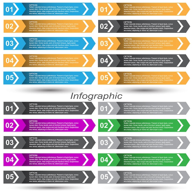 Vecteur infographie de collection avec étapes et options