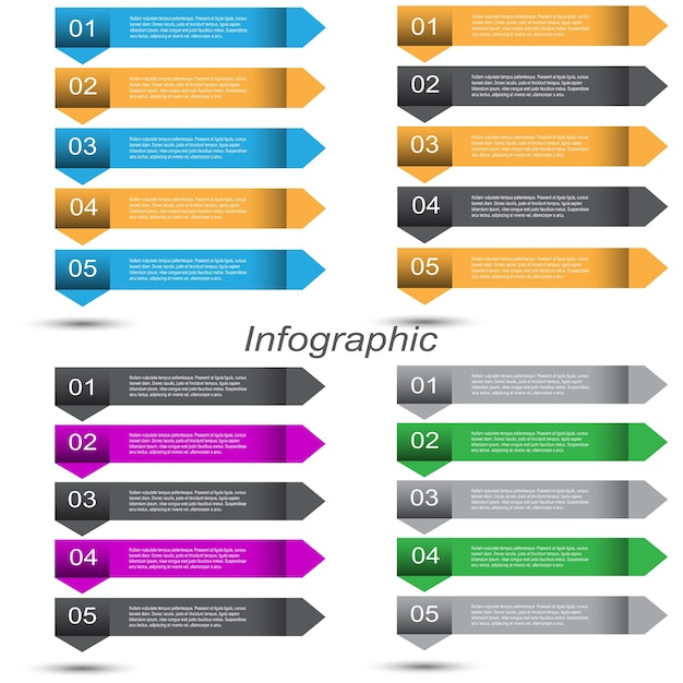 Vecteur infographie de collection avec étapes et options