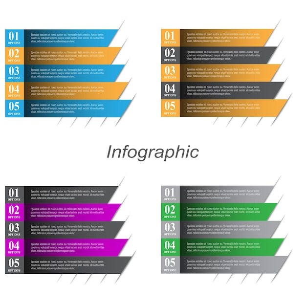 Vecteur infographie de collection avec étapes et options